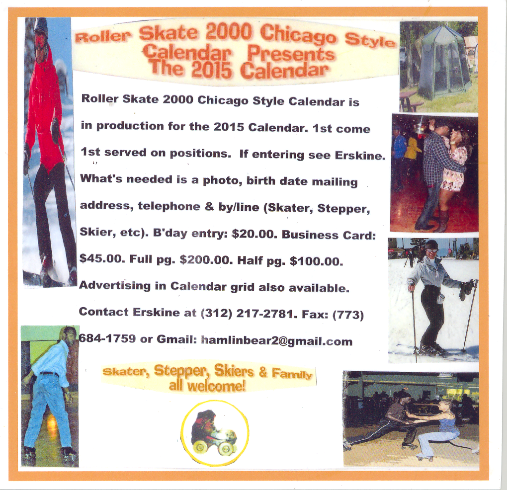 Place Your Ad in the 2015 Roller Skate Chicago Calendar Real Skate